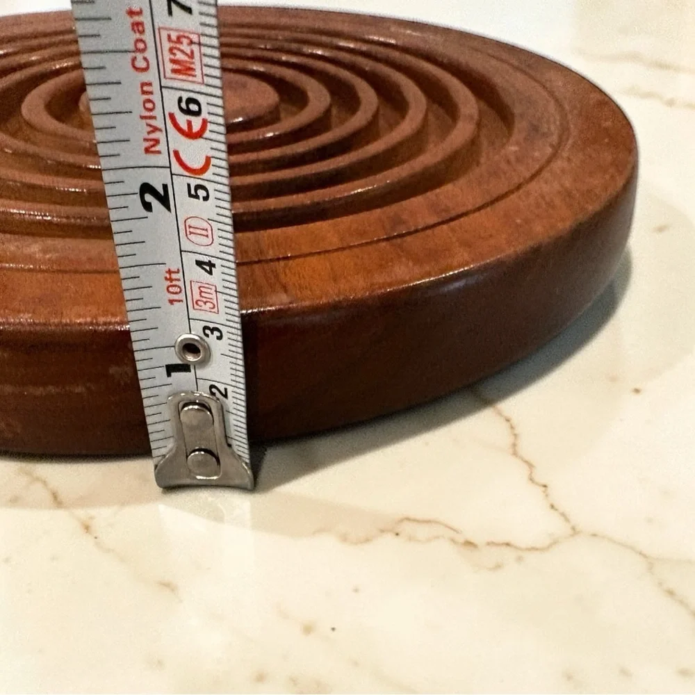 VTG Set Of 2 Hand Crafted Solid Black Walnut Wooden Round Trivets Candle Holder
